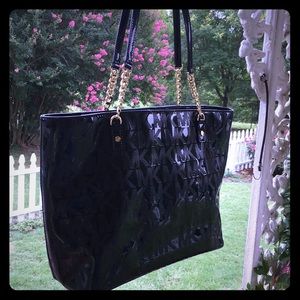 MK black patent tote